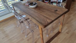 Kundenprojekt: Eichen-Tischplatte gebürstet und braun geölt